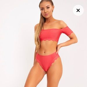 PLT Coral Bandage Scallop Hem Bikini Set